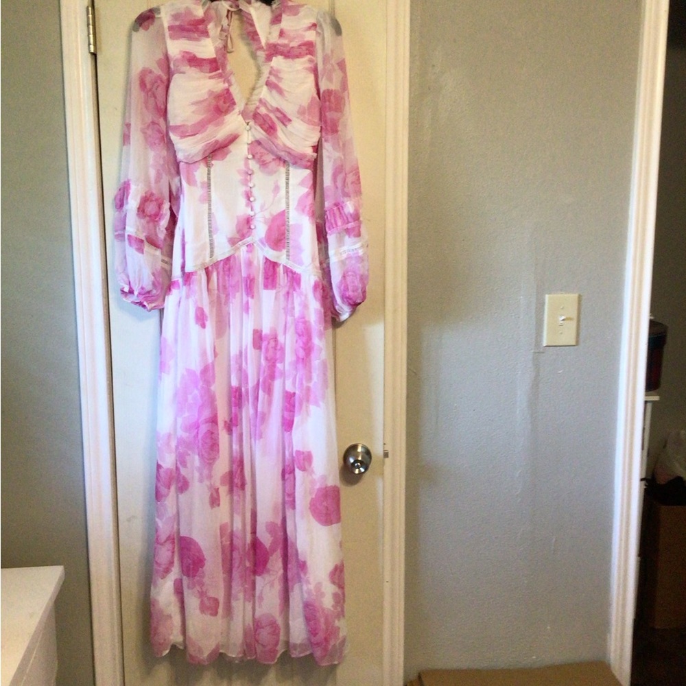 Offer $50๐๐ผ ASOS Design pink white maxi dress NWT - Picture 1 of 12